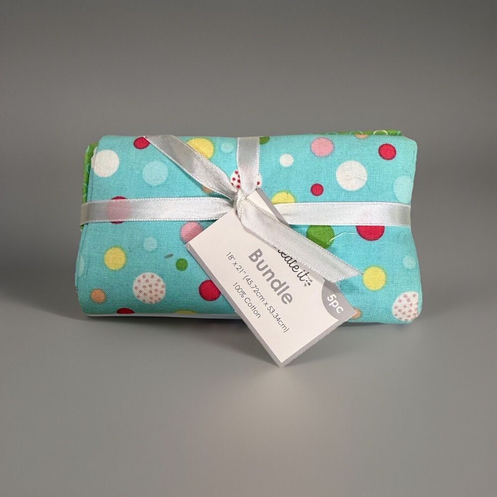 Create It EASTER DITSY 5 Piece 18" x 21" Fat Quarter Bundle Dots Circles Stripes